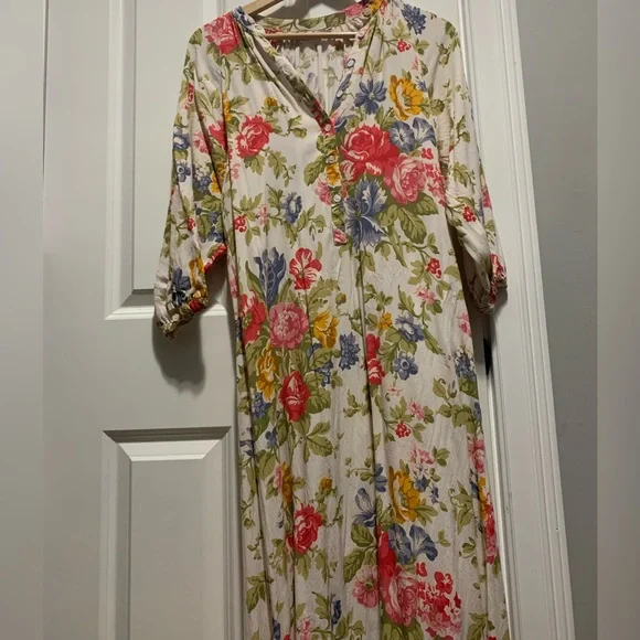 ZARA ECRU FLORL PRINT MIDI FLOWING DRESS - Picture 8 of 13